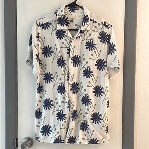 Floral Blue and White Men's Shirt